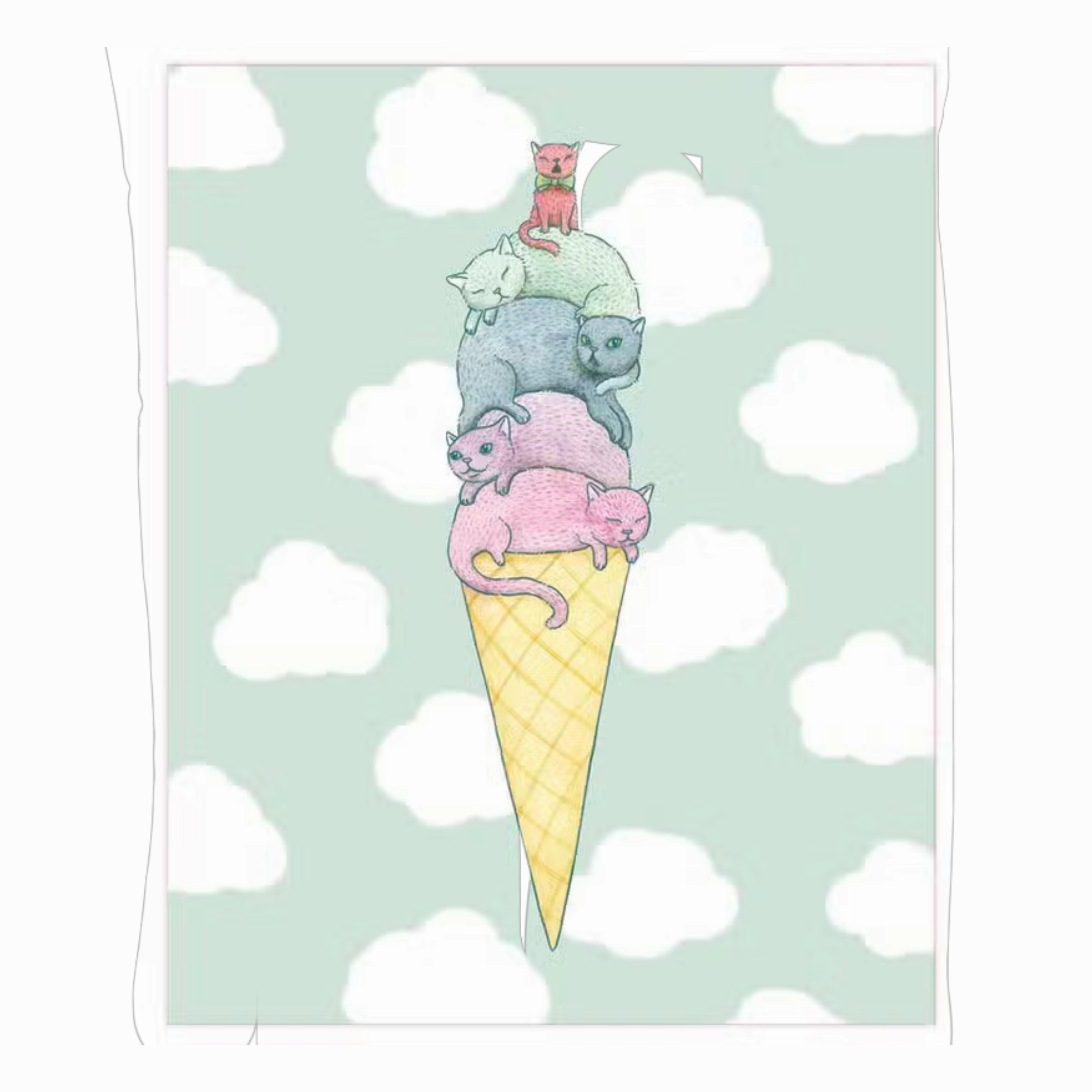 Ice Cream Cats 8x10 Print framed wall decor