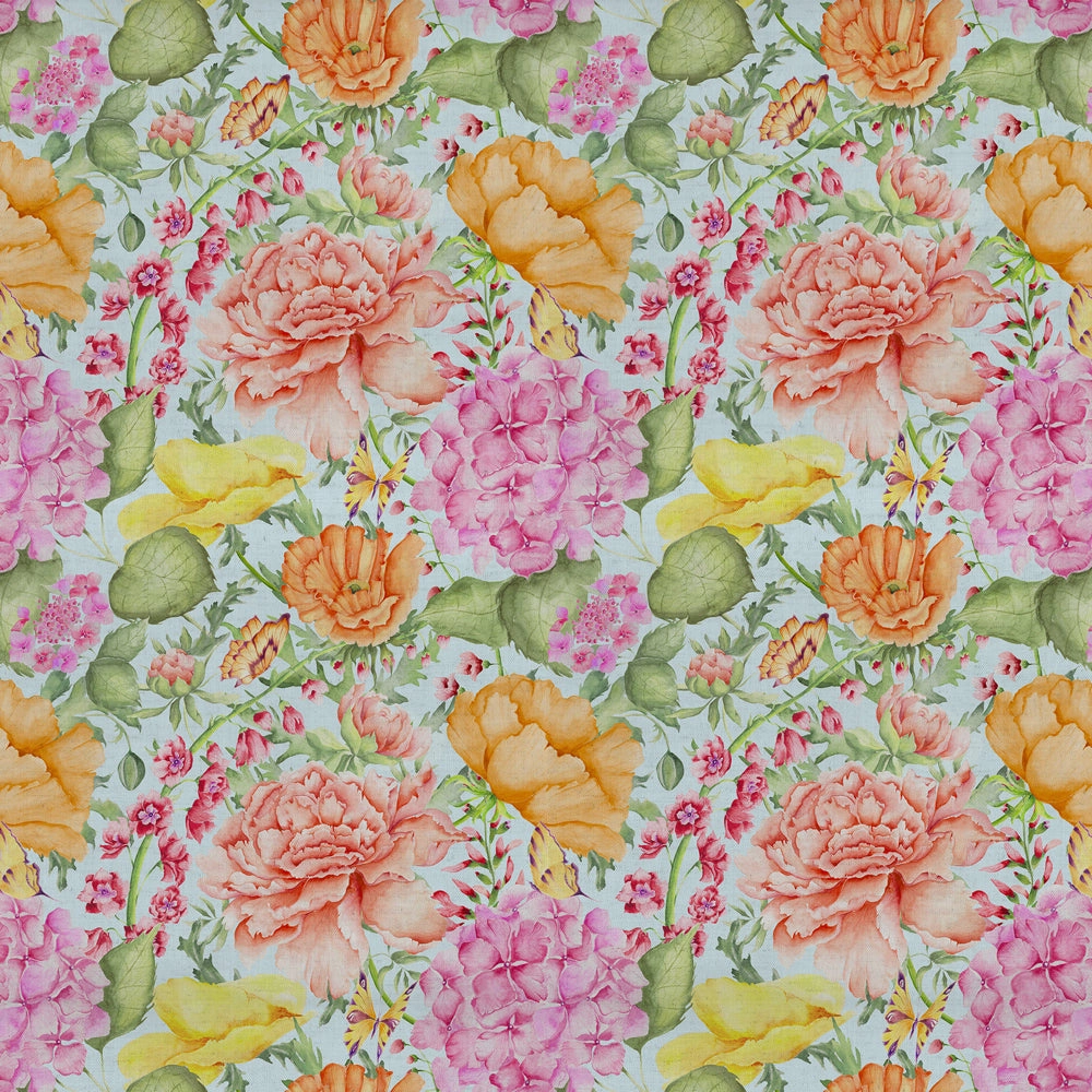 Idalia Printed Cotton Fabric (By The Metre) Duck Egg Blue