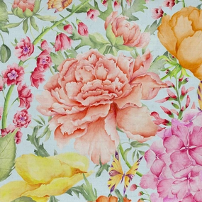 Idalia Printed Cotton Fabric (By The Metre) Duck Egg Blue elegant table cloth  
