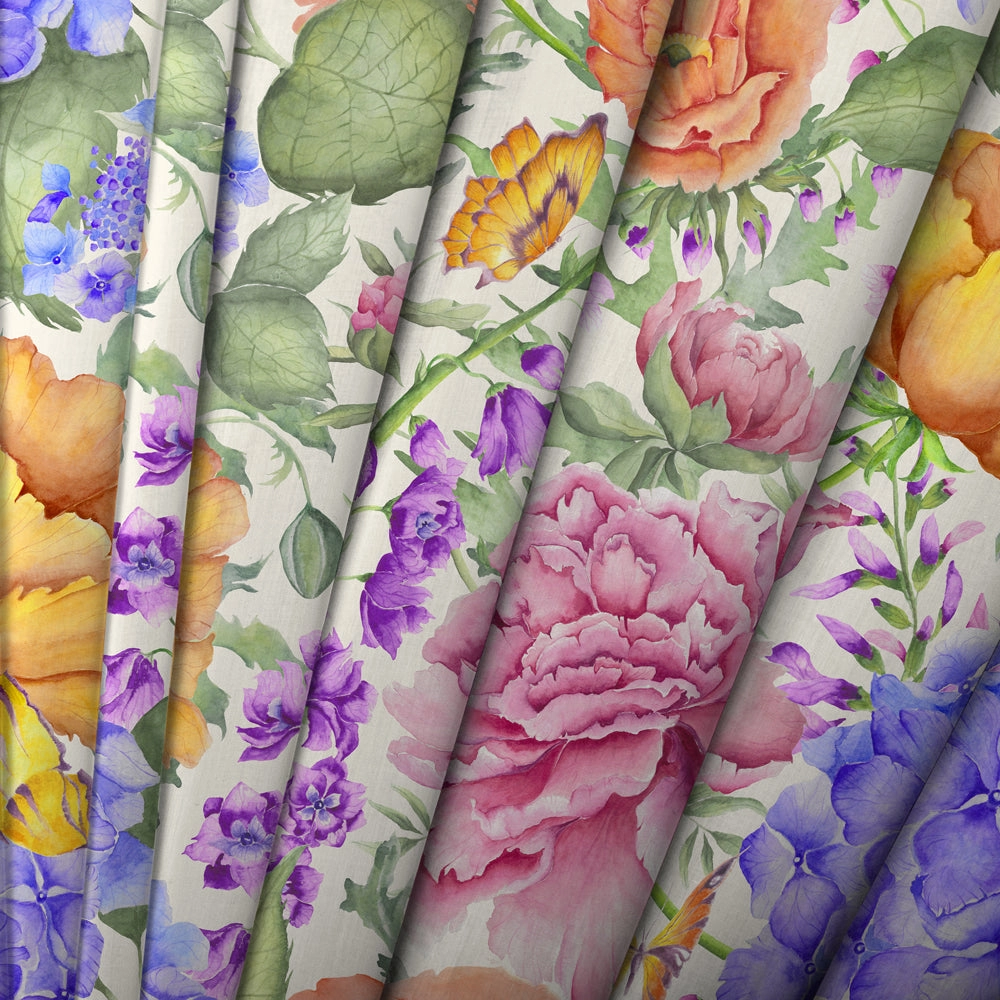 Idalia Printed Cotton Fabric (By The Metre) Fuchsia