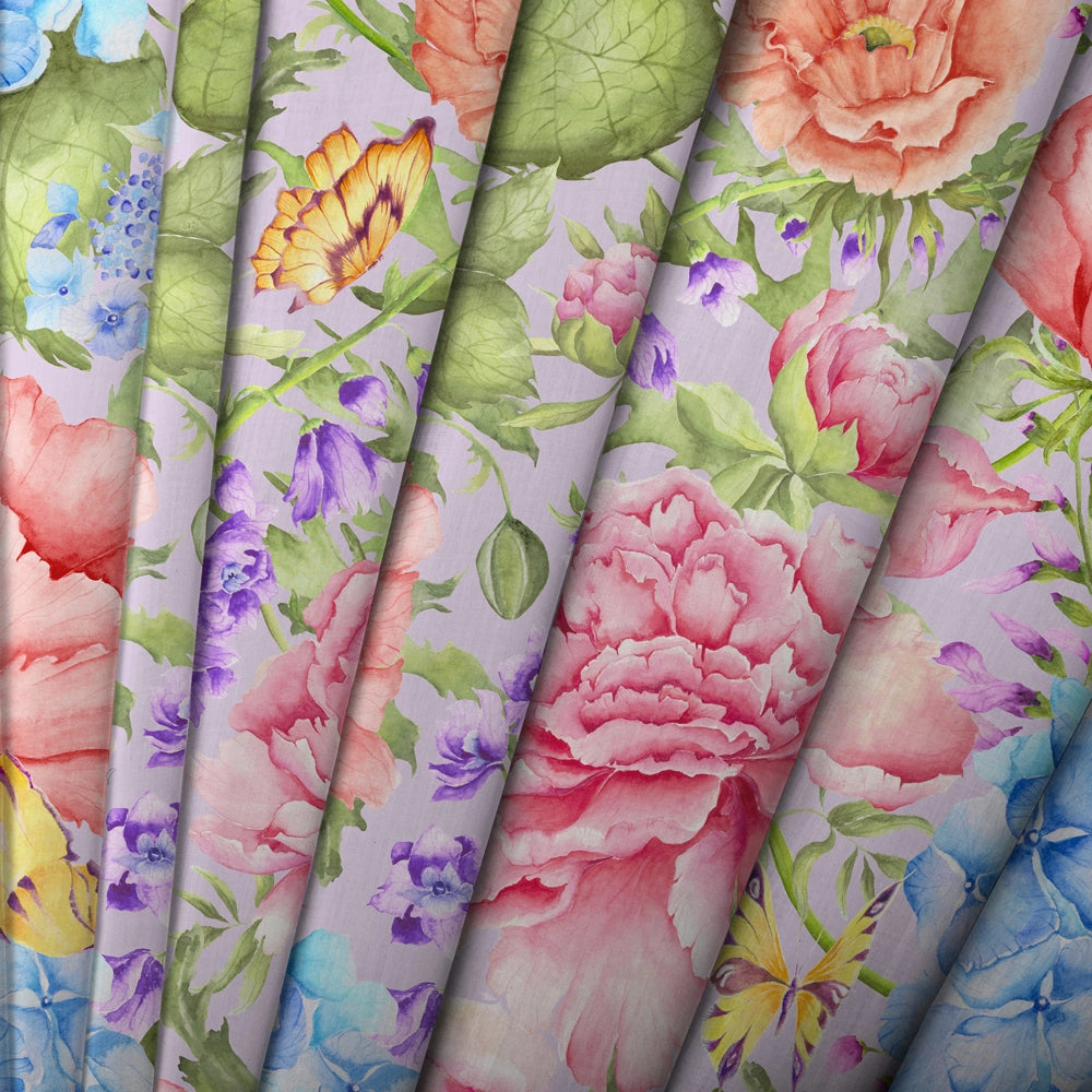 Idalia Printed Cotton Fabric (By The Metre) Heather