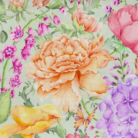 Idalia Printed Cotton Fabric (By The Metre) Sage elegant table cloth  