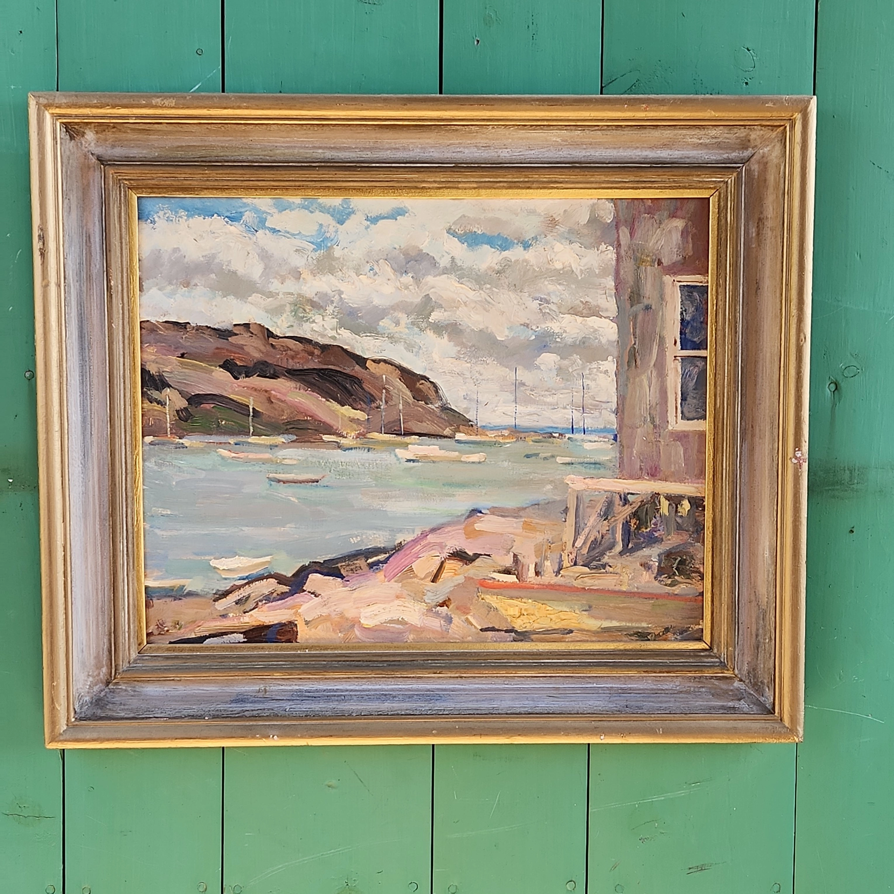 IMPASTO IMPRESSIONIST OIL PAINTING OF A HARBOR SCENE- ON BOARD