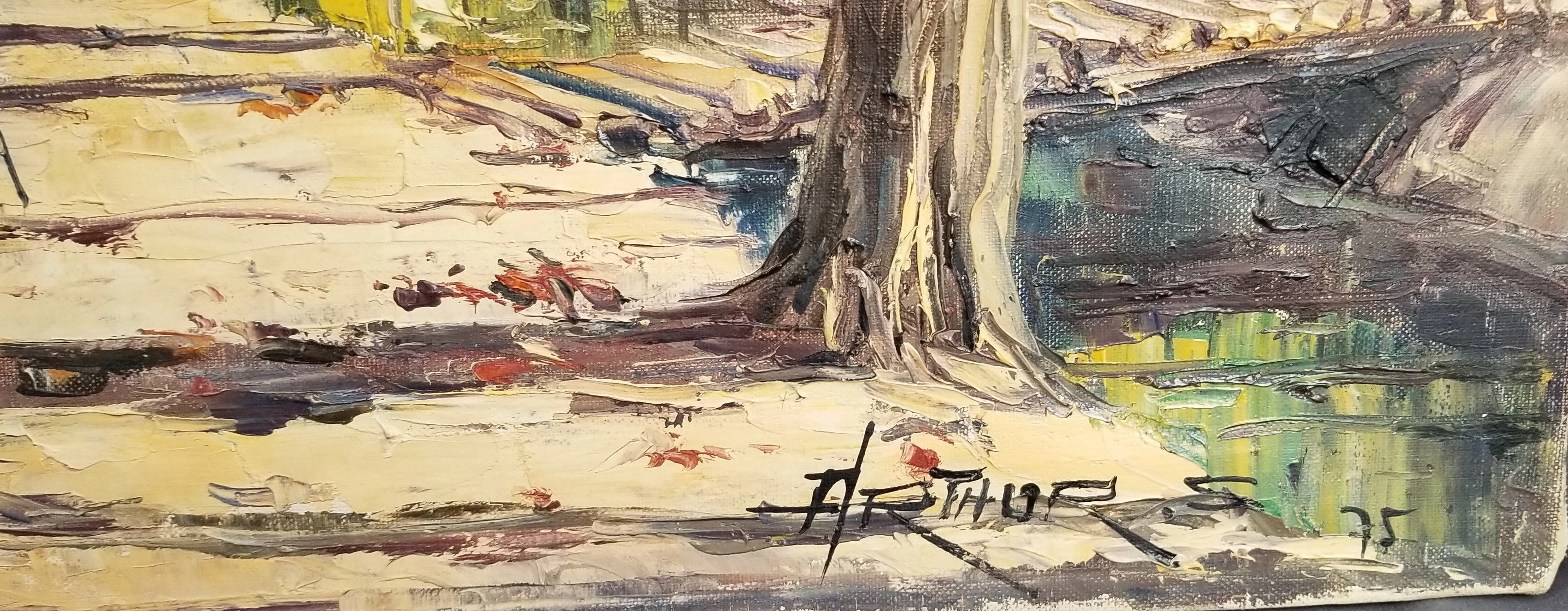 IMPASTO OIL PAINTING ON CANVAS WITH MULE BY ARTHUR S. 1975