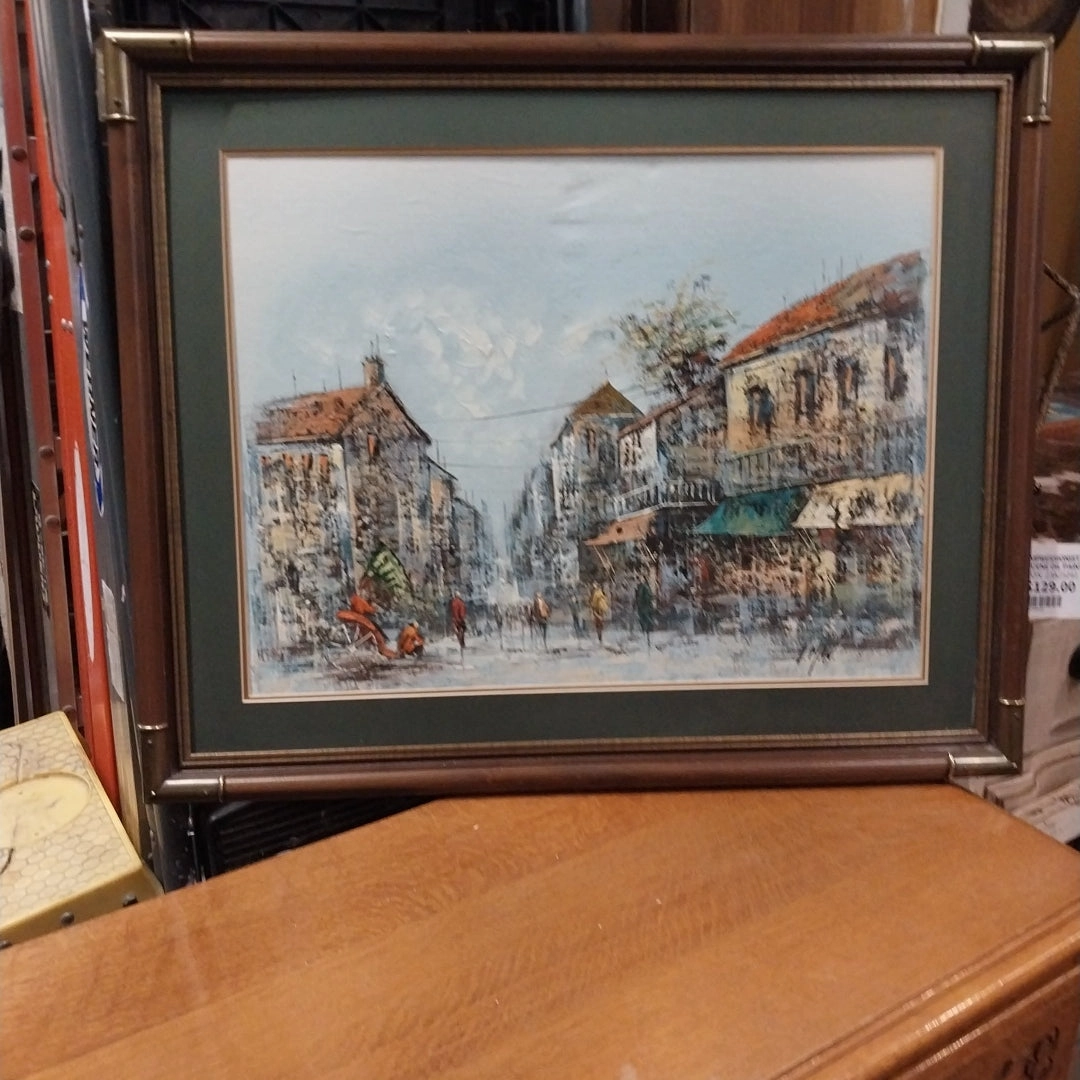 IMPRESSIONIST ASIAN STREET SCENE OIL PAINTING