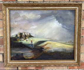 IMPRESSIONIST LANDSCAPE OIL PAINTING WITH CHILDREN classic mural painting