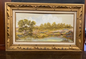 IMPRESSIONIST LANDSCAPE OIL PAINTING WITH TREES AND WILDFLOWERS classic mural painting