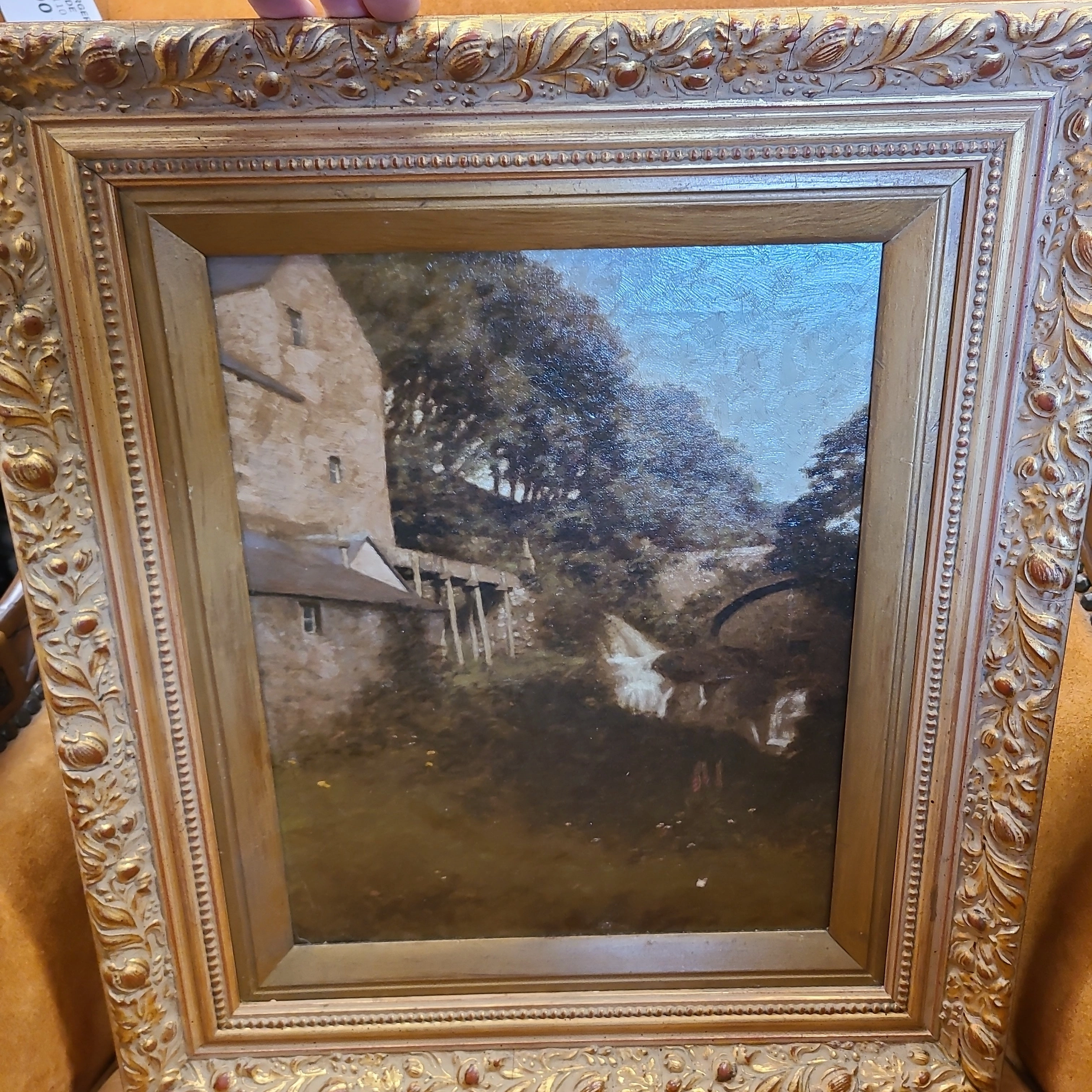 IMPRESSIONIST OIL PAINTING OF A WATERMILL classic mural painting