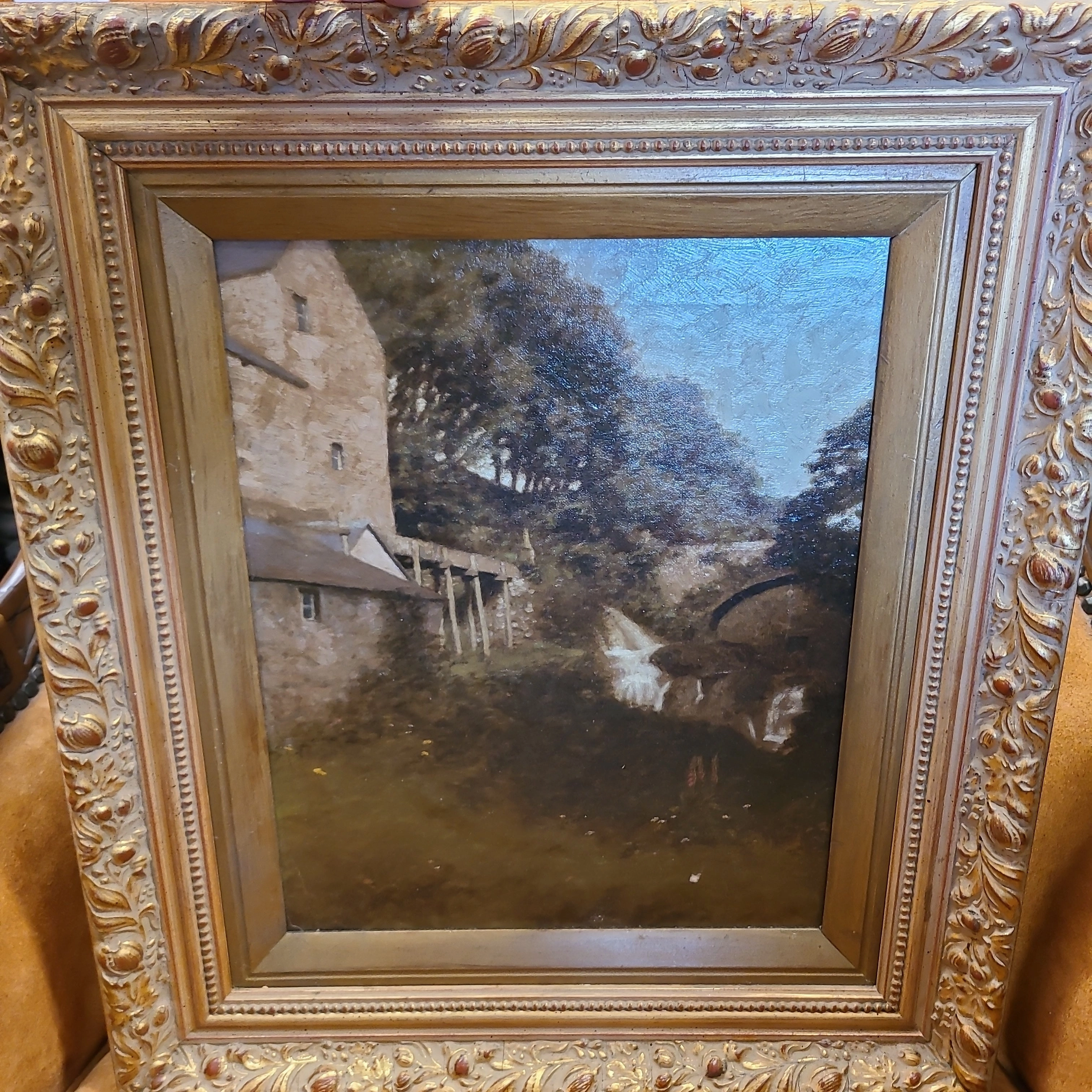 IMPRESSIONIST OIL PAINTING OF A WATERMILL