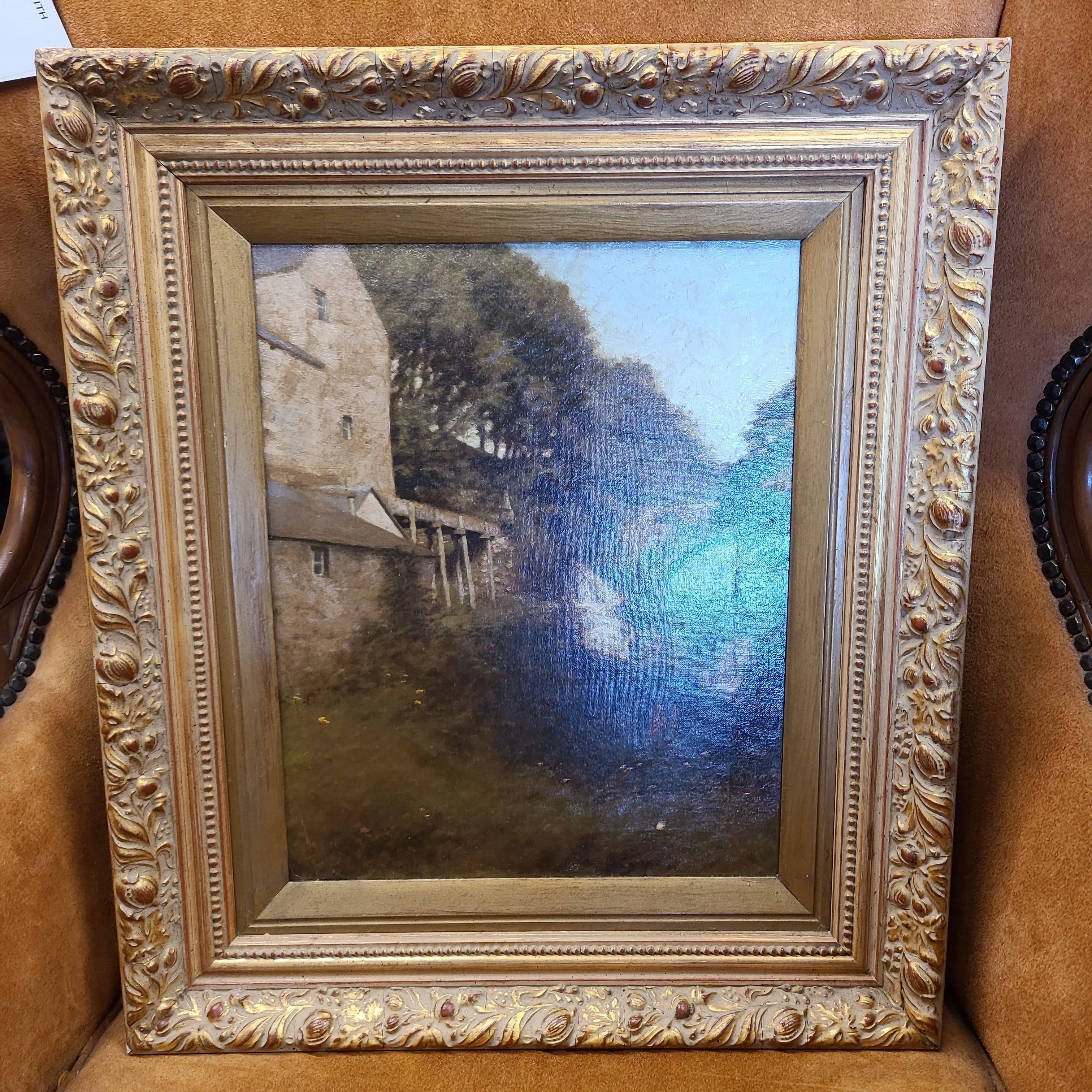 IMPRESSIONIST OIL PAINTING OF A WATERMILL