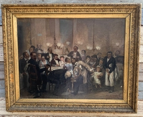 IMPRESSIONIST OIL PAINTING OF GALA RUKUS ON CANVAS IN GILT FRAME classic mural painting
