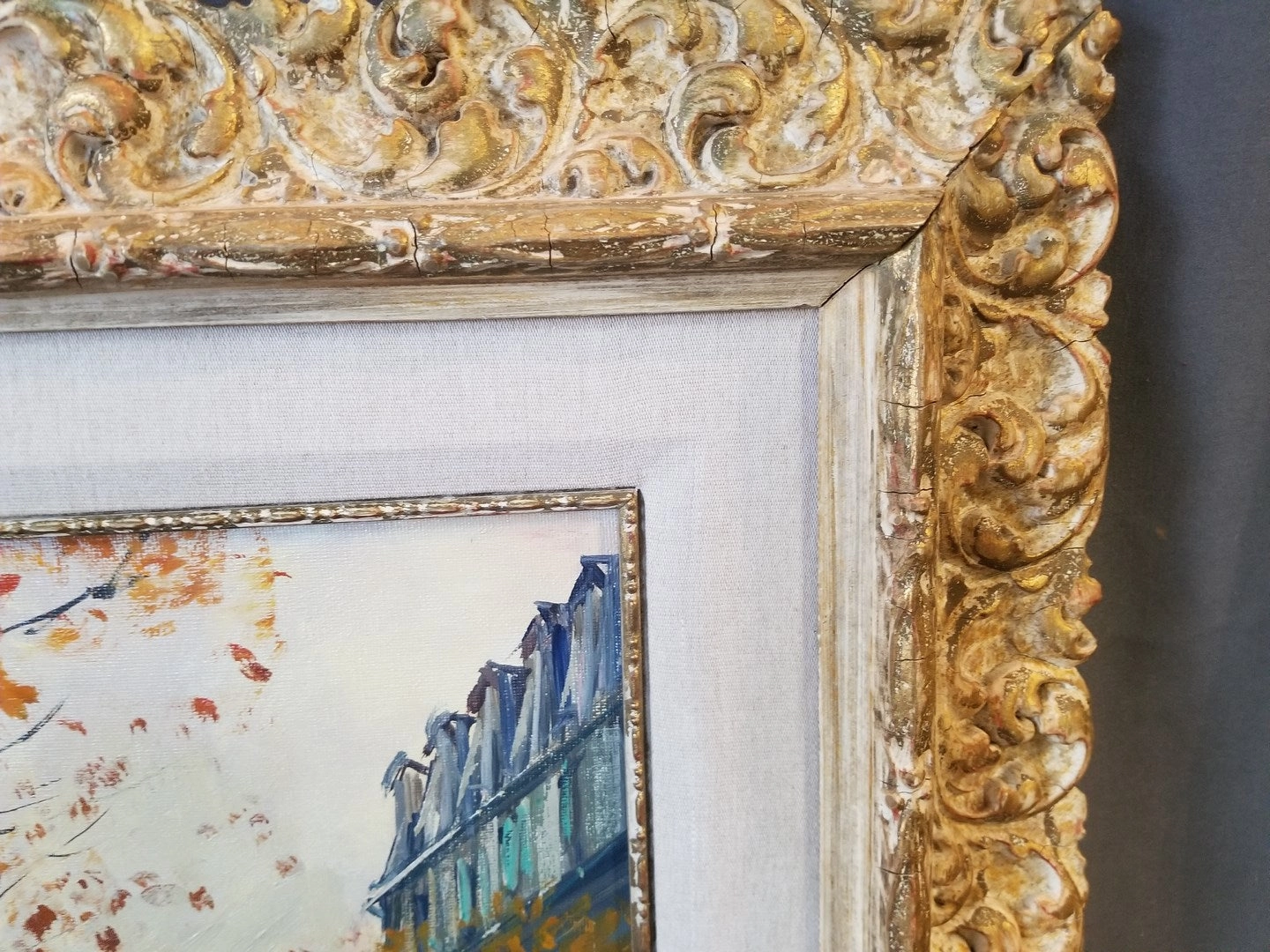 IMPRESSIONIST OIL PAINTING OF PARIS STREET IN SPRINGTIME BY J. SALABET