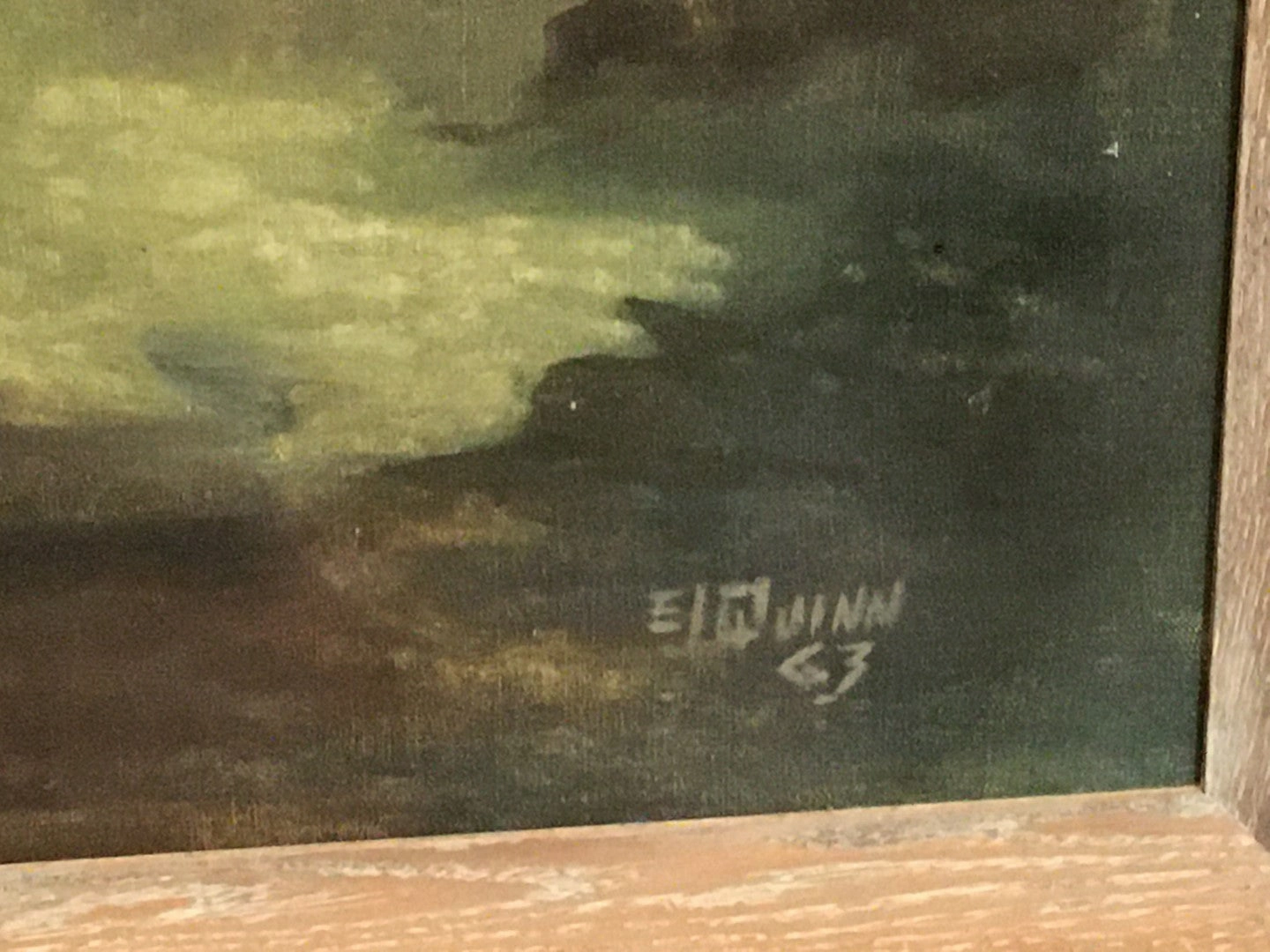 IMPRESSIONIST OIL PAINTING ON CANVAS BY EL QUINN AS FOUND TEAR