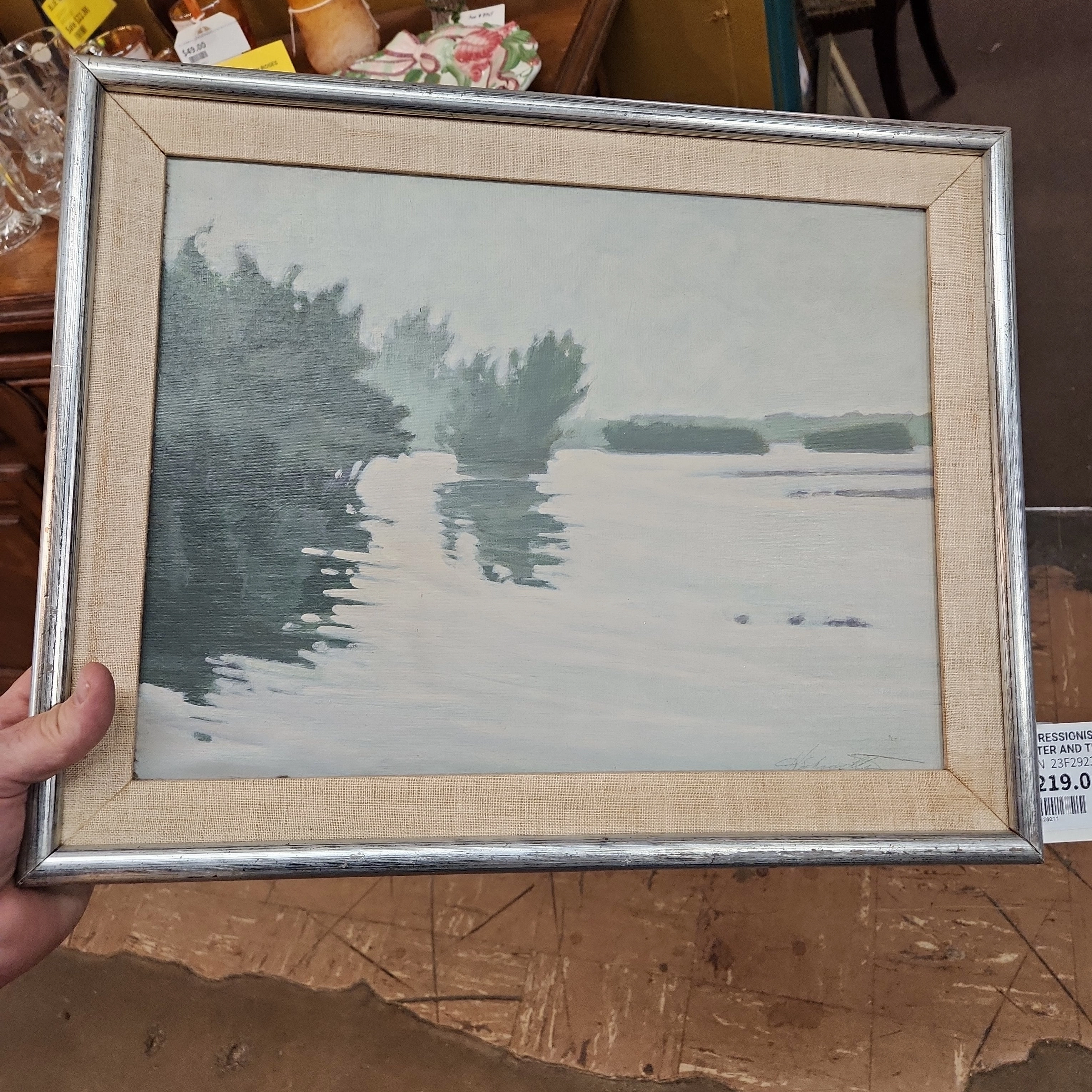 IMPRESSIONIST PAINTING OF WATER AND TREES classic mural painting
