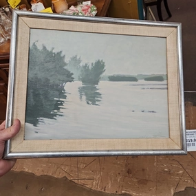 IMPRESSIONIST PAINTING OF WATER AND TREES classic mural painting