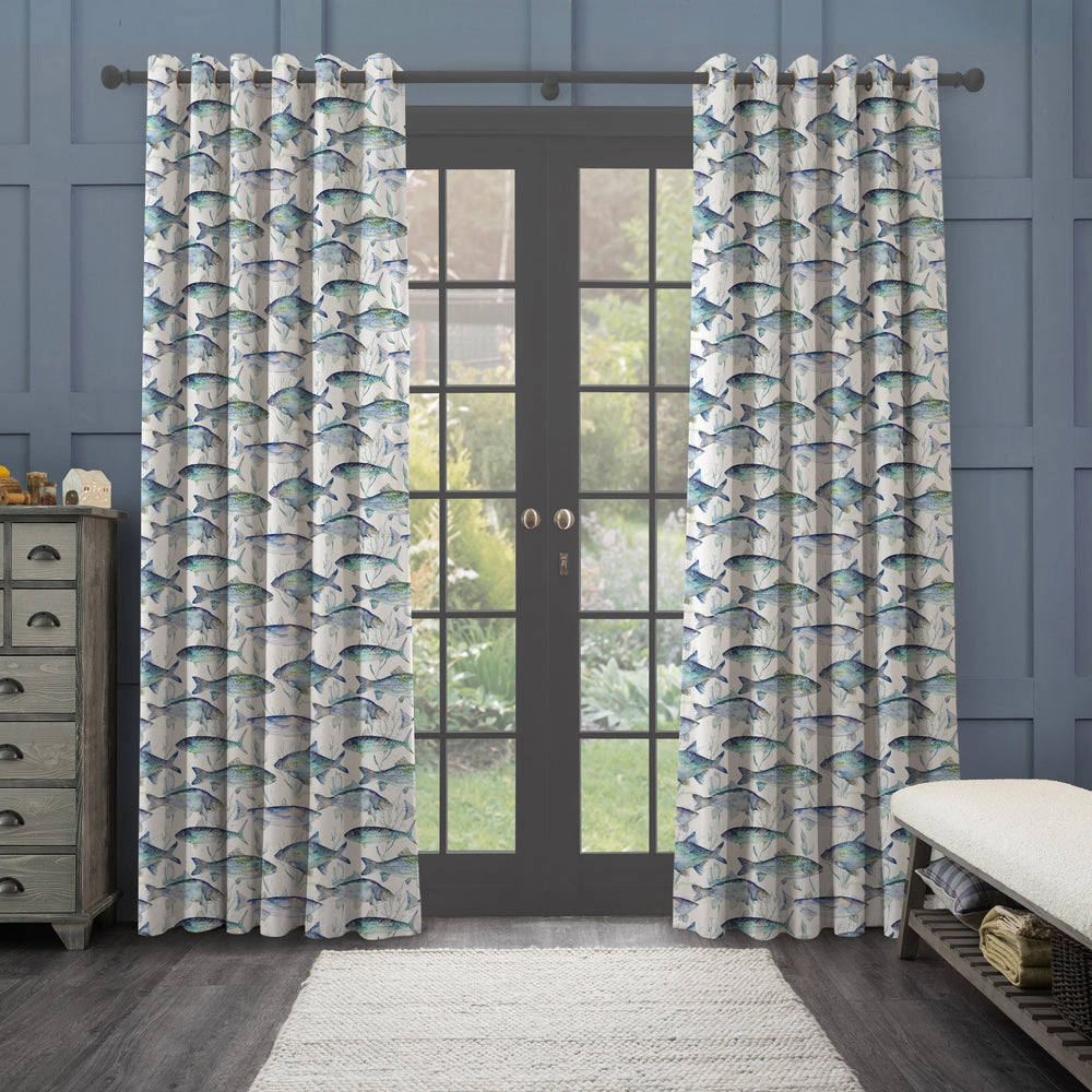 Ives Waters Printed Made to Measure Curtains Cobalt