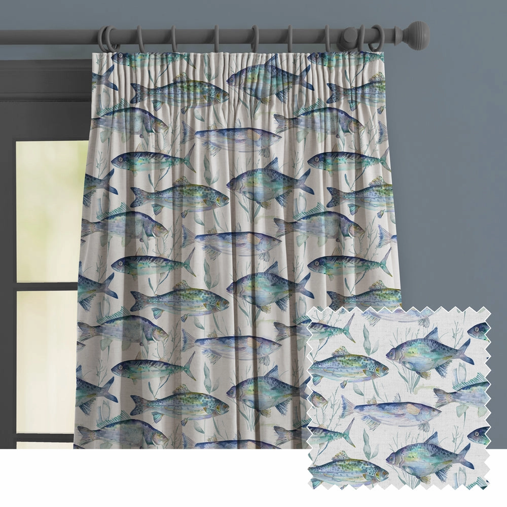 Ives Waters Printed Made to Measure Curtains Cobalt patterned fashion rug  