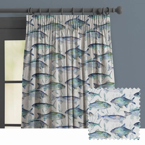 Ives Waters Printed Made to Measure Curtains Cobalt patterned fashion rug  