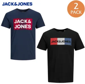 Jack & Jones 2er-Pack Firmenlogo T-Shirts Marineblau