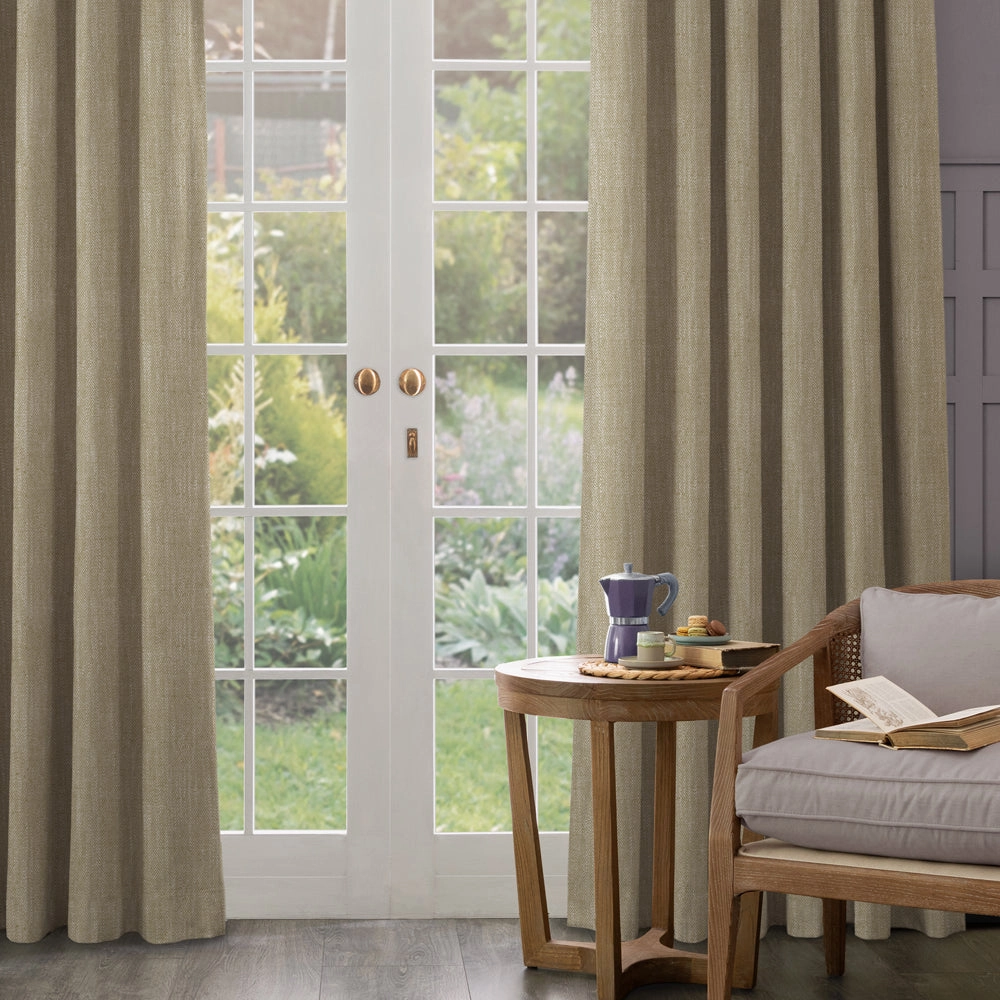 Jedburgh Textured Woven Fabric (By The Metre) Biscuit