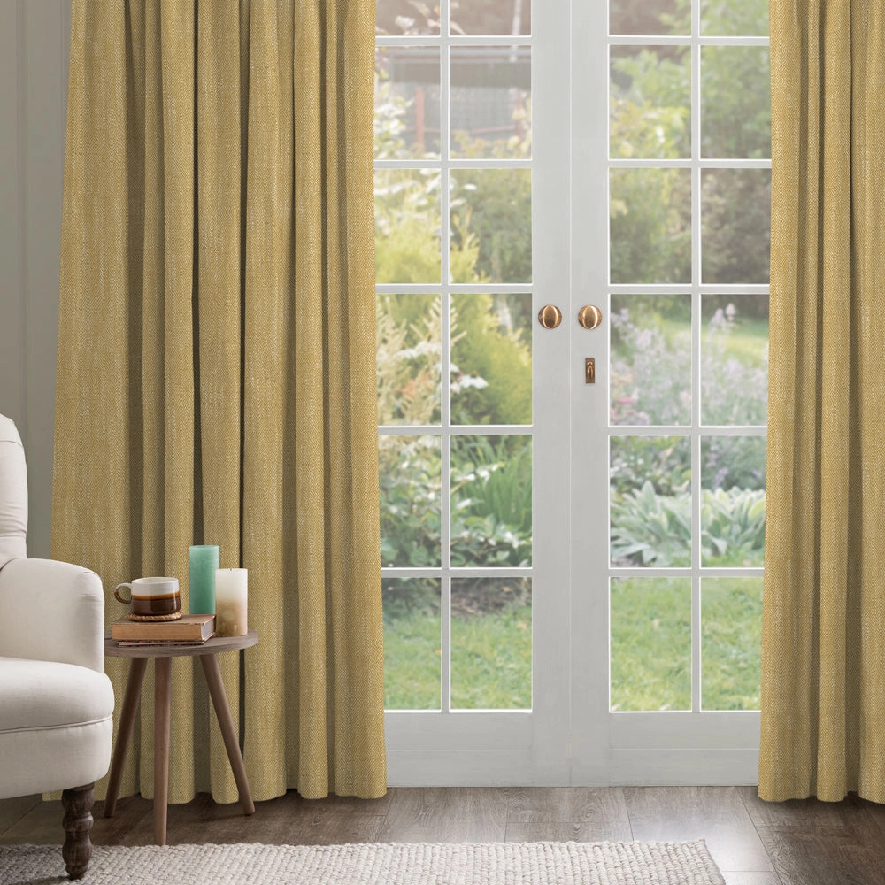 Jedburgh Textured Woven Fabric (By The Metre) Buttercup