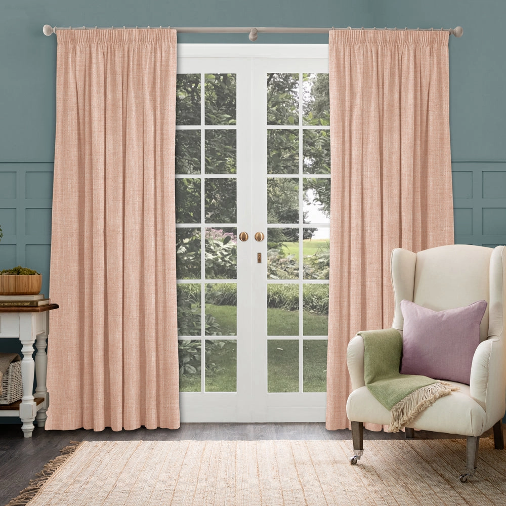 Jedburgh Textured Woven Fabric (By The Metre) Coral
