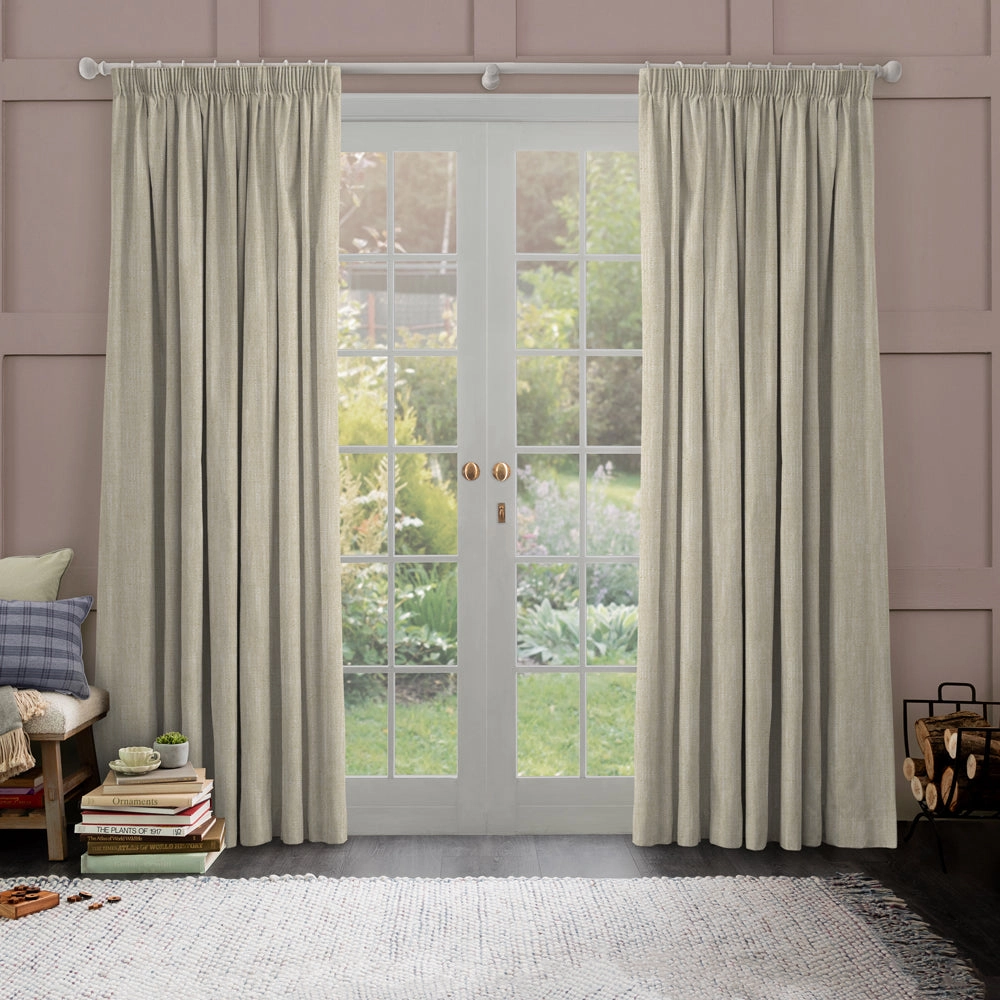 Jedburgh Textured Woven Fabric (By The Metre) Cream