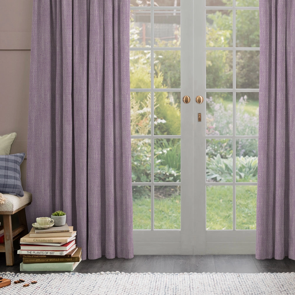 Jedburgh Textured Woven Fabric (By The Metre) Damson