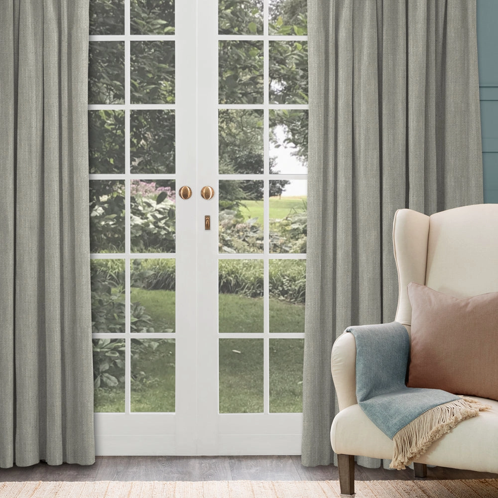 Jedburgh Textured Woven Fabric (By The Metre) Silver