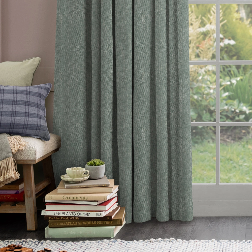 Jedburgh Textured Woven Fabric (By The Metre) Teal