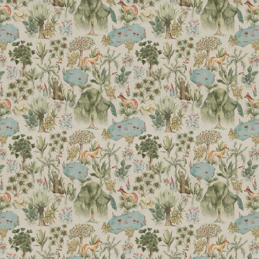 Jungle Serene Printed Cotton Fabric Green