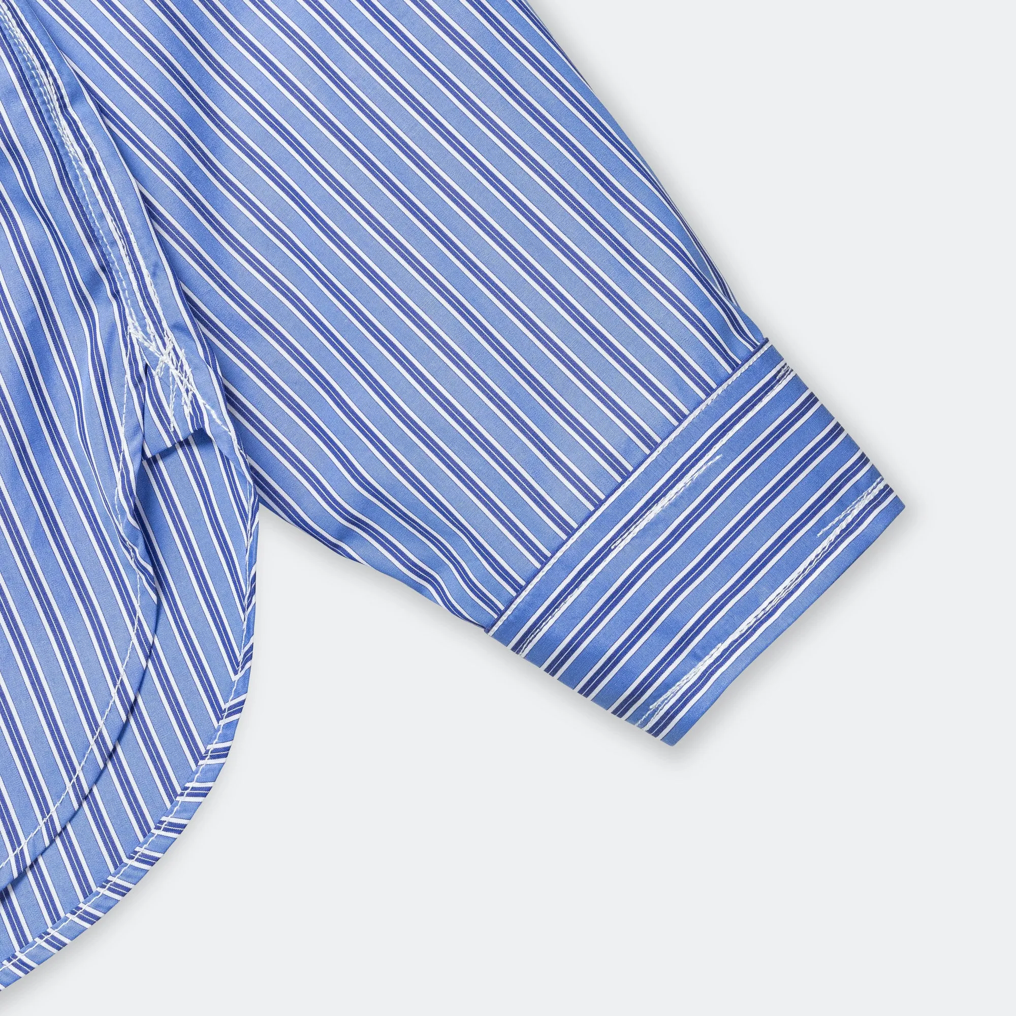 Junya Watanabe MAN Kleidung Baumwoll-Streifen-Panel-Hemd - Blau/Sax-Weiß
