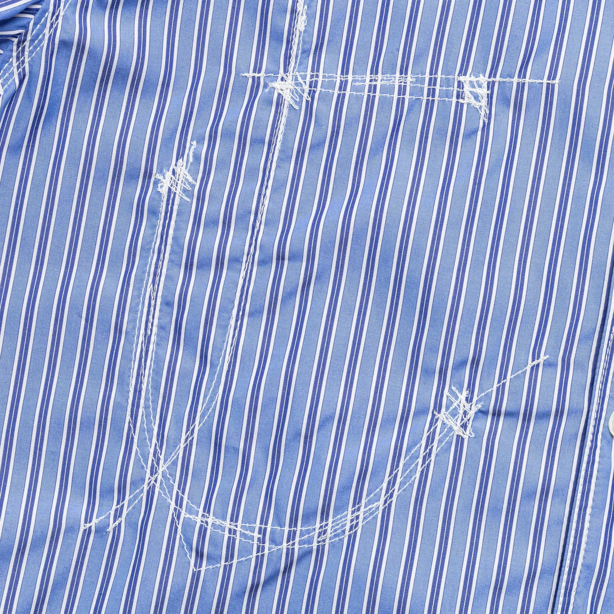 Junya Watanabe MAN Kleidung Baumwoll-Streifen-Panel-Hemd - Blau/Sax-Weiß