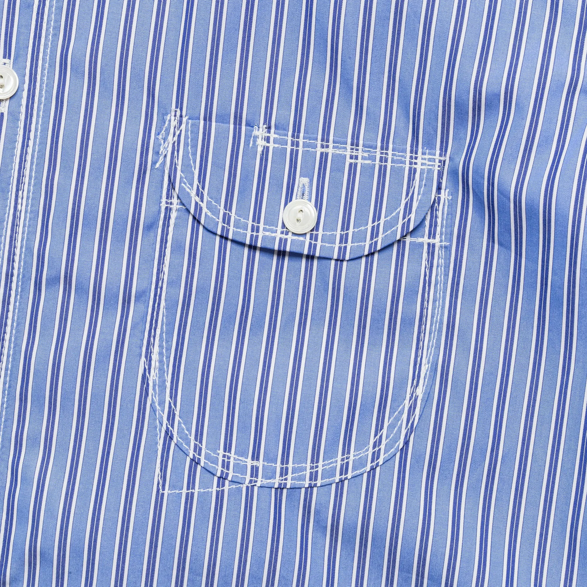 Junya Watanabe MAN Kleidung Baumwoll-Streifen-Panel-Hemd - Blau/Sax-Weiß
