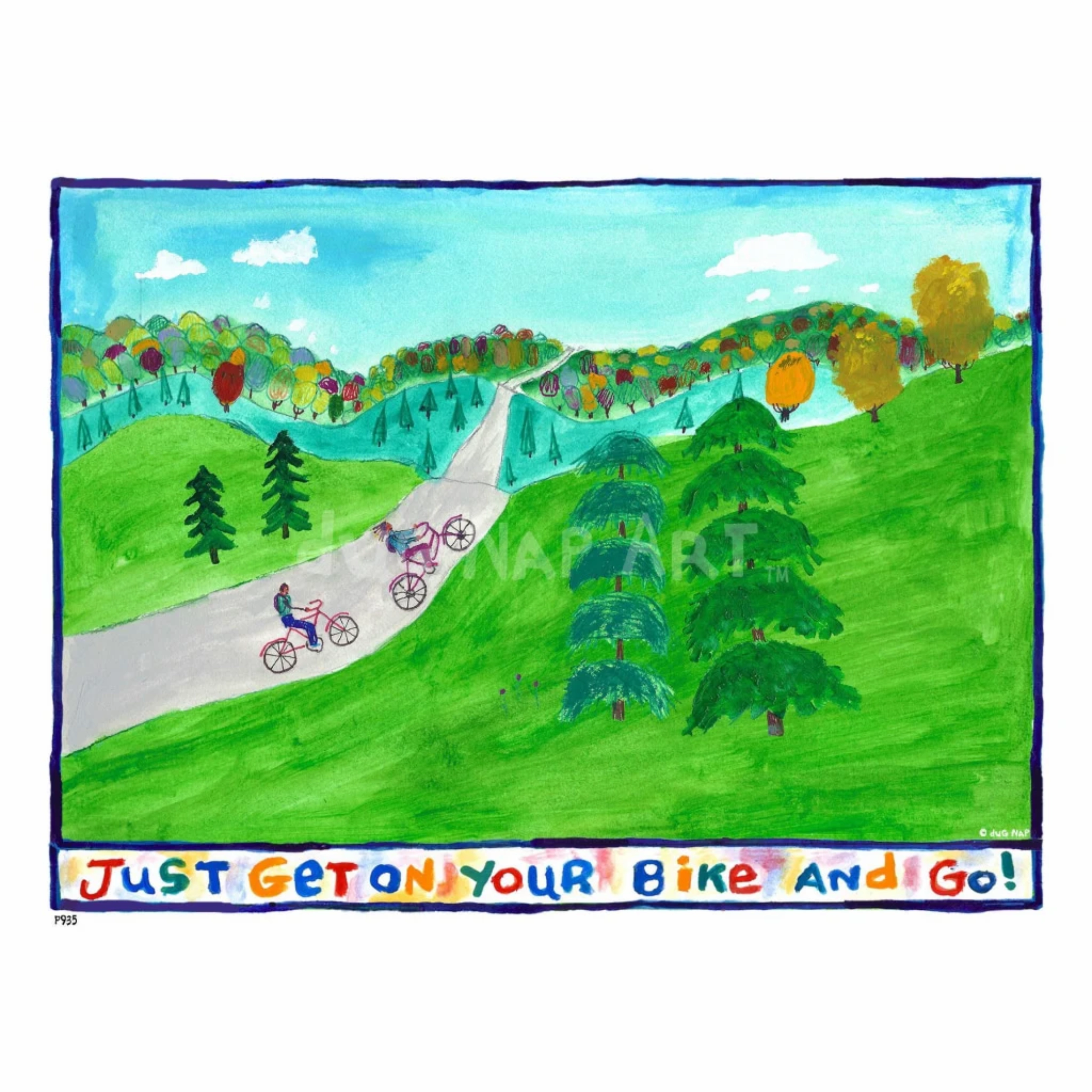 Just Get On Your Bike and Go! Art Print (8.5"x11") framed wall decor