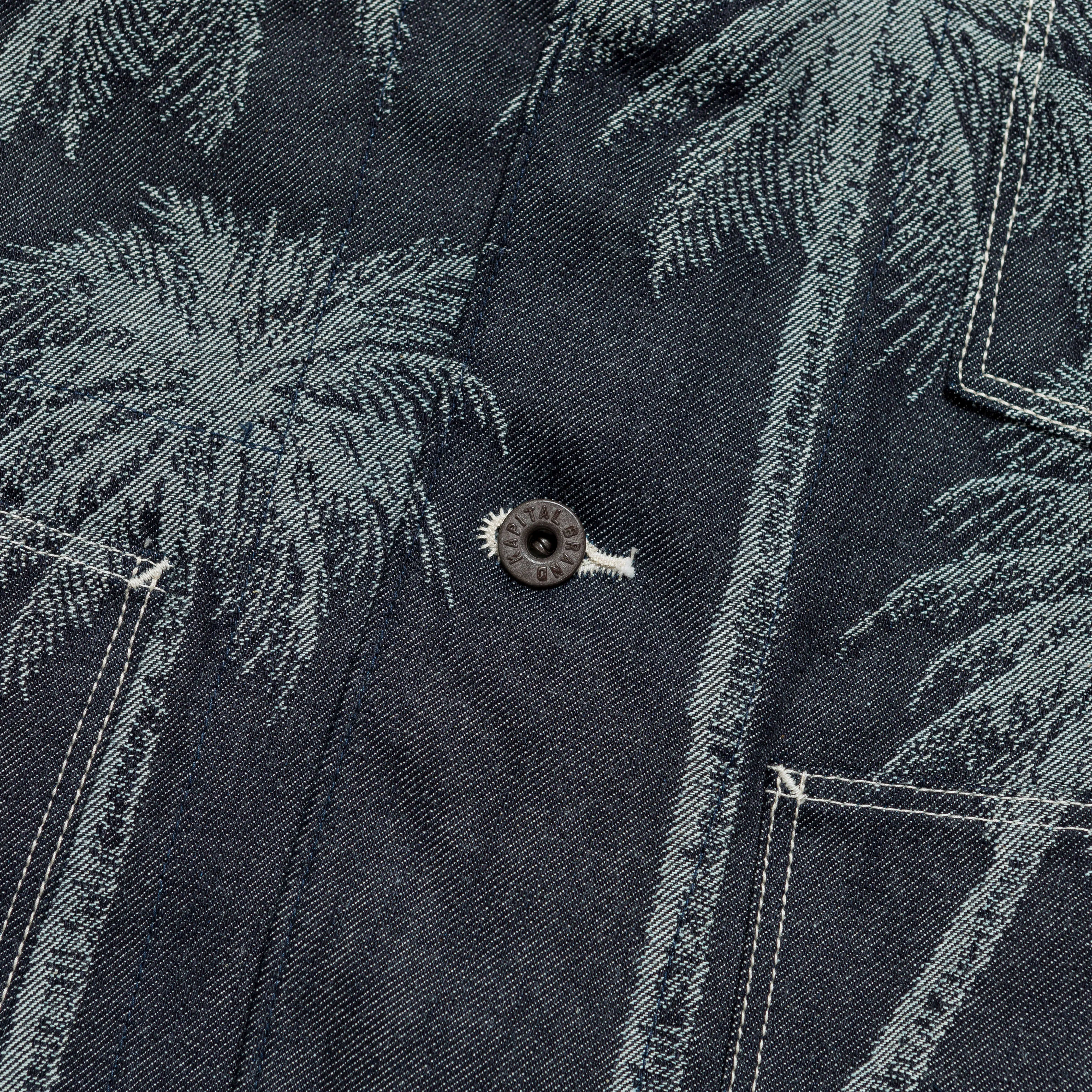 Kapital Clothing 12oz PALM TREE Jacquard Denim CACTUS Overall - Indigo