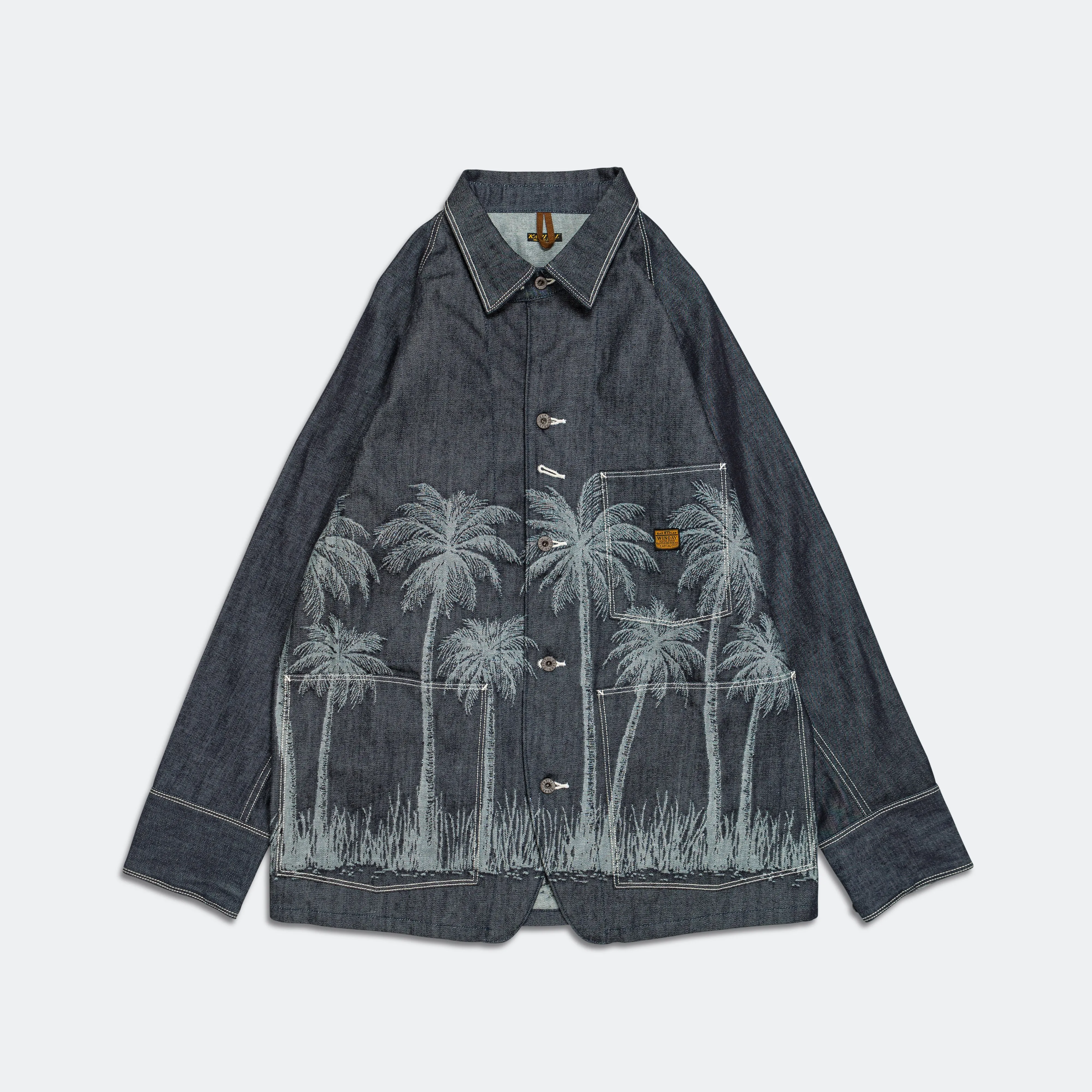 Kapital Clothing 12oz PALM TREE Jacquard Denim CACTUS Overall - Indigo