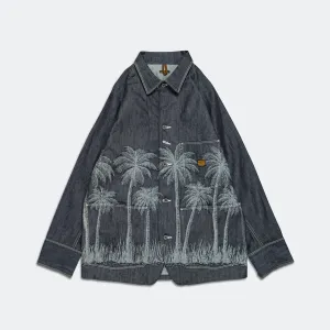 Kapital Clothing 12oz PALM TREE Jacquard Denim CACTUS Overall - Indigo