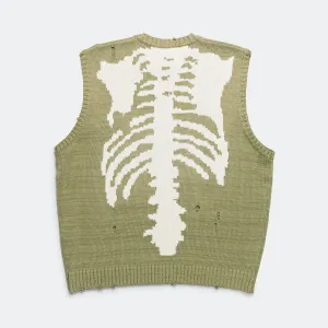 Kapital Clothing 5G Baumwoll-Strickweste - Knochenfarbe Khaki