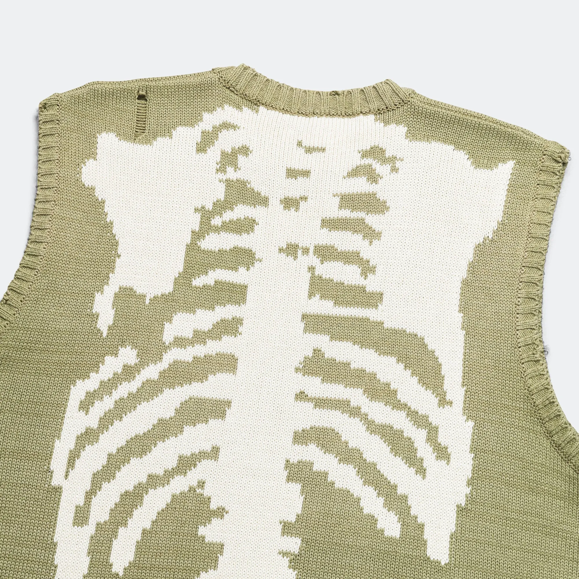 Kapital Clothing 5G Baumwoll-Strickweste - Knochenfarbe Khaki