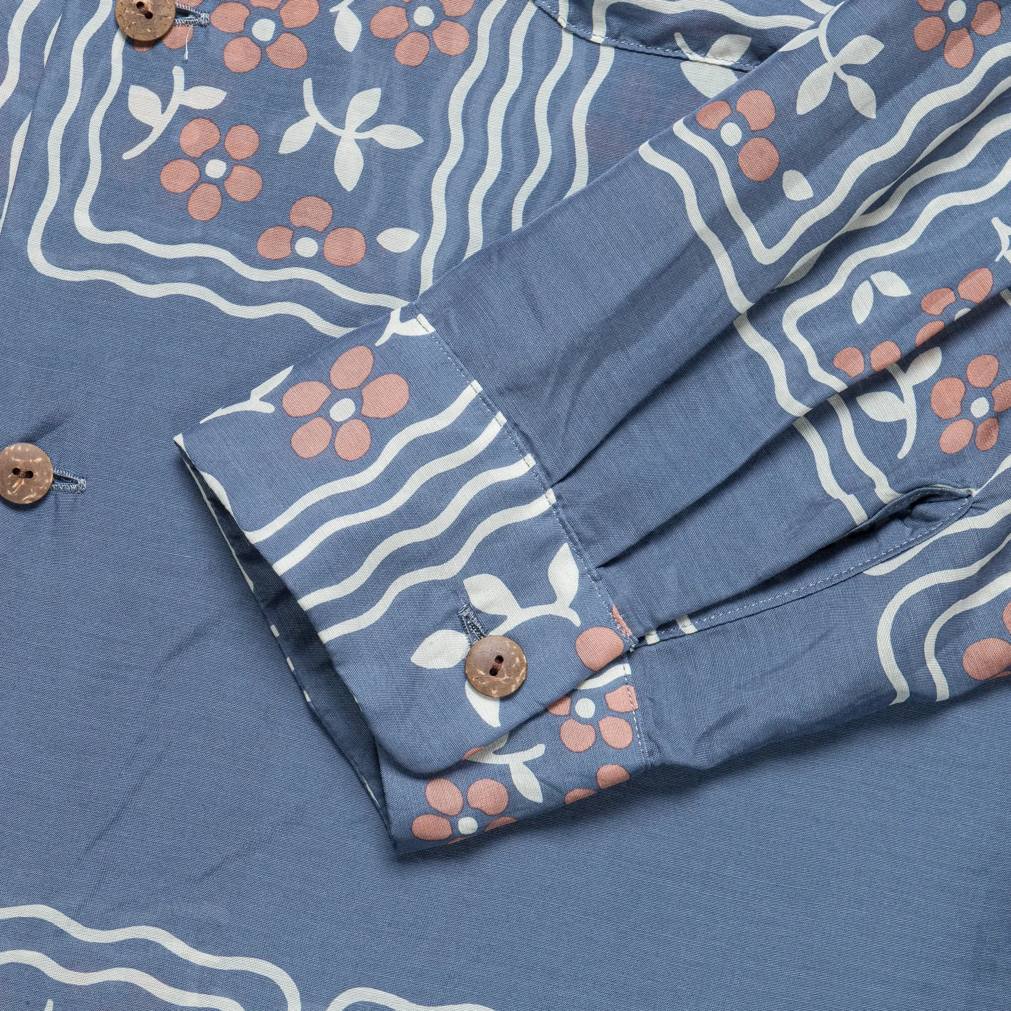Kapital Clothing Seiden-Rayon COOKIE WRANGLE Kragenhemd - Blau