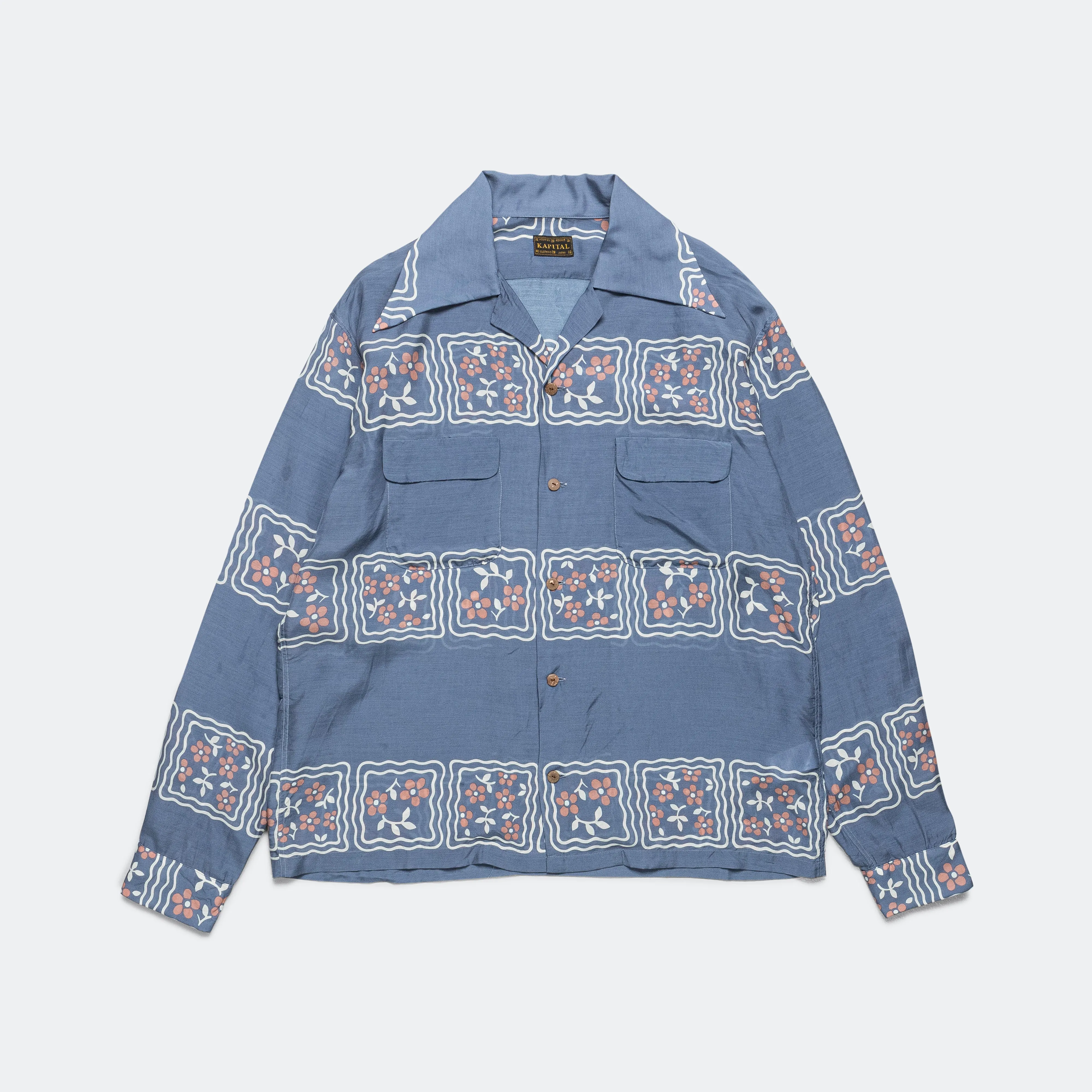 Kapital Clothing Seiden-Rayon COOKIE WRANGLE Kragenhemd - Blau