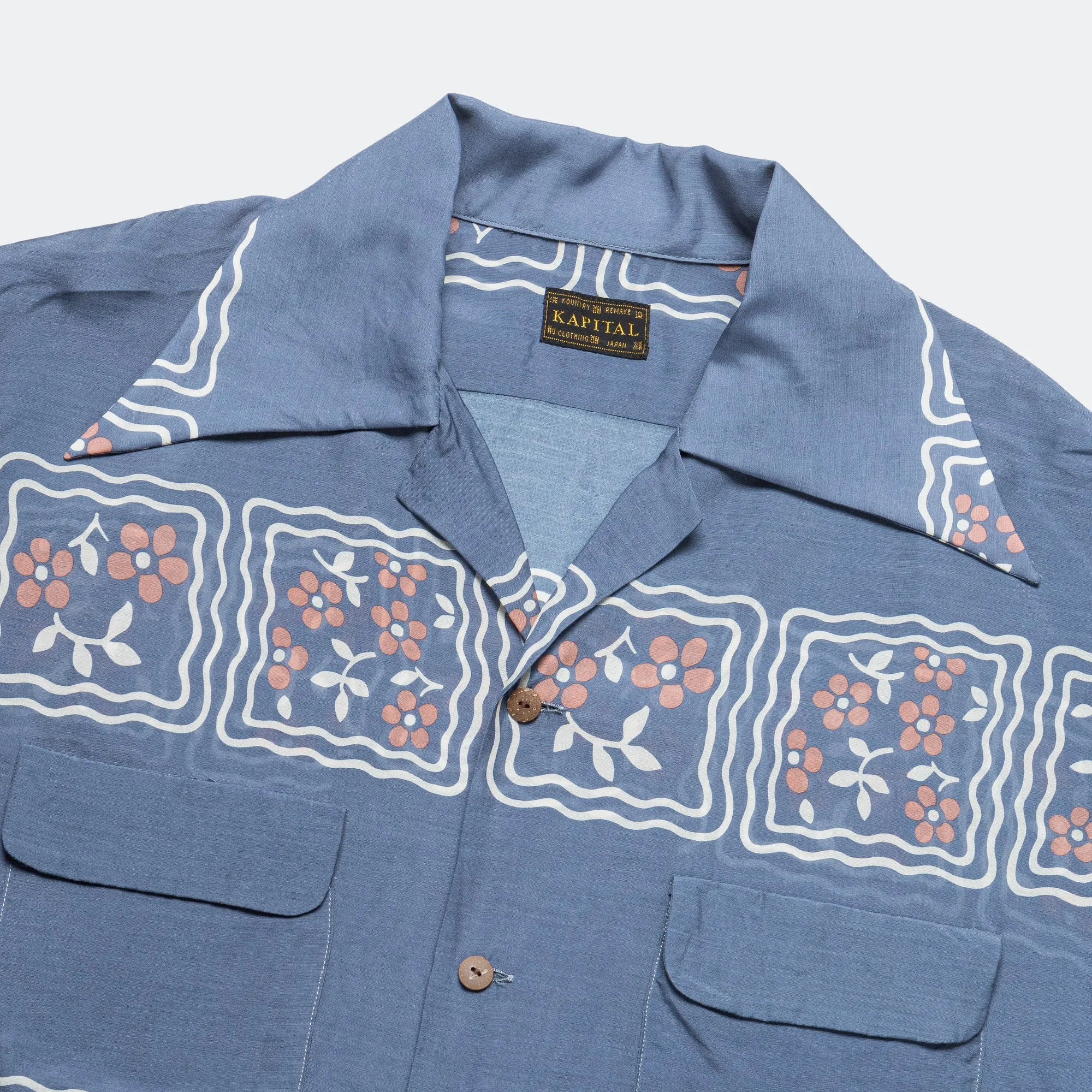 Kapital Clothing Seiden-Rayon COOKIE WRANGLE Kragenhemd - Blau