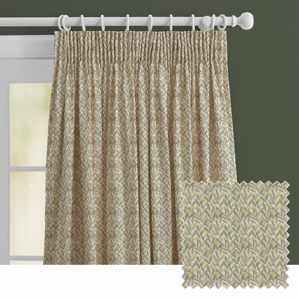 Katsura Printed Made to Measure Curtains Sage patterned fashion rug  