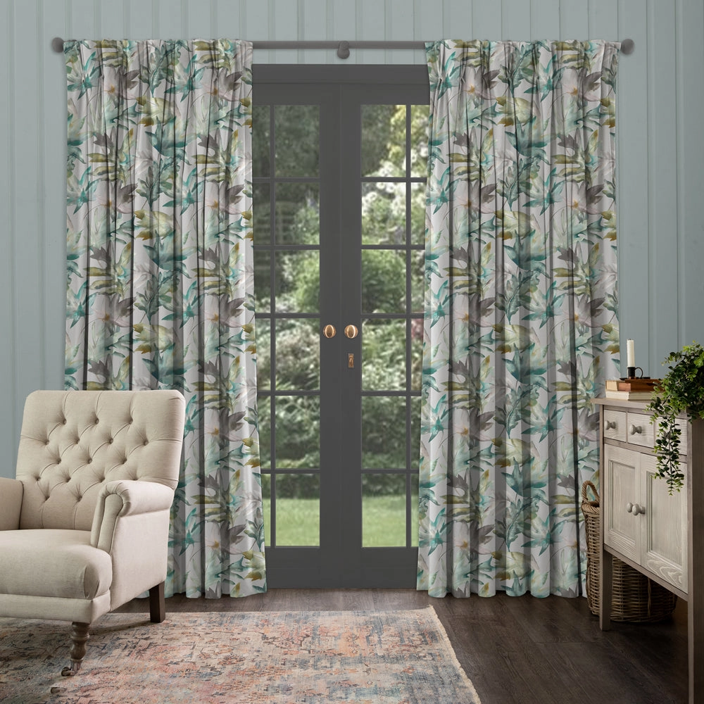 Kimino Printed Made to Measure Curtains Emerald