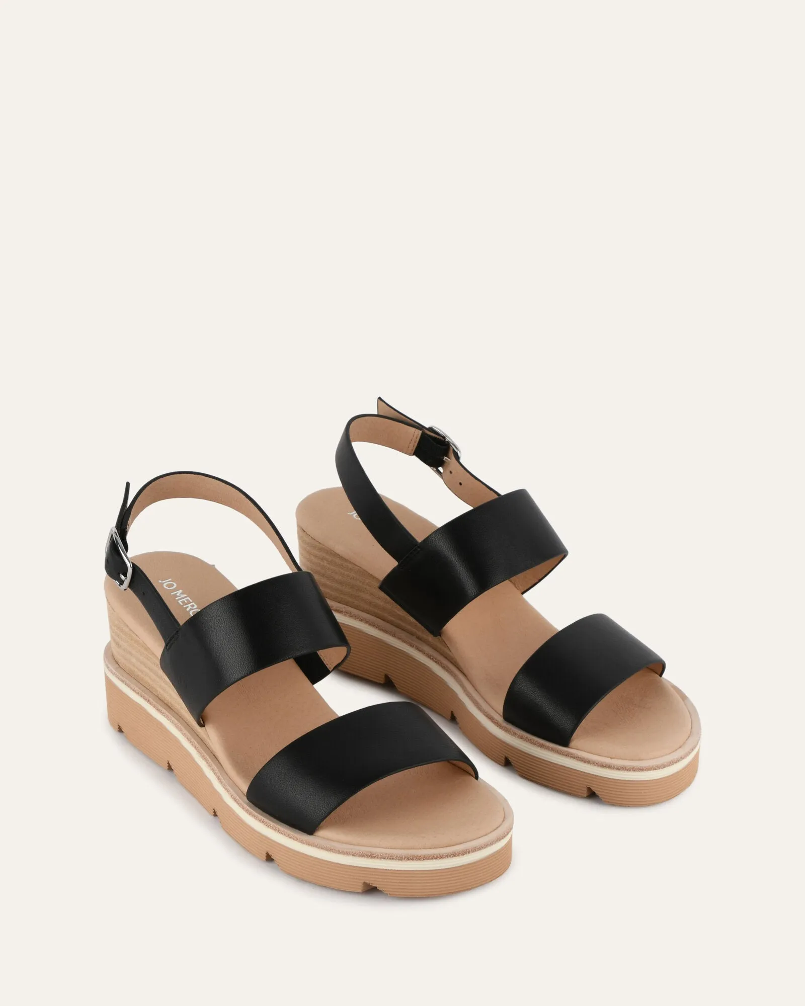KINNEY KEILABSATZ SANDALETTE AUS SCHWARZEM LEDER