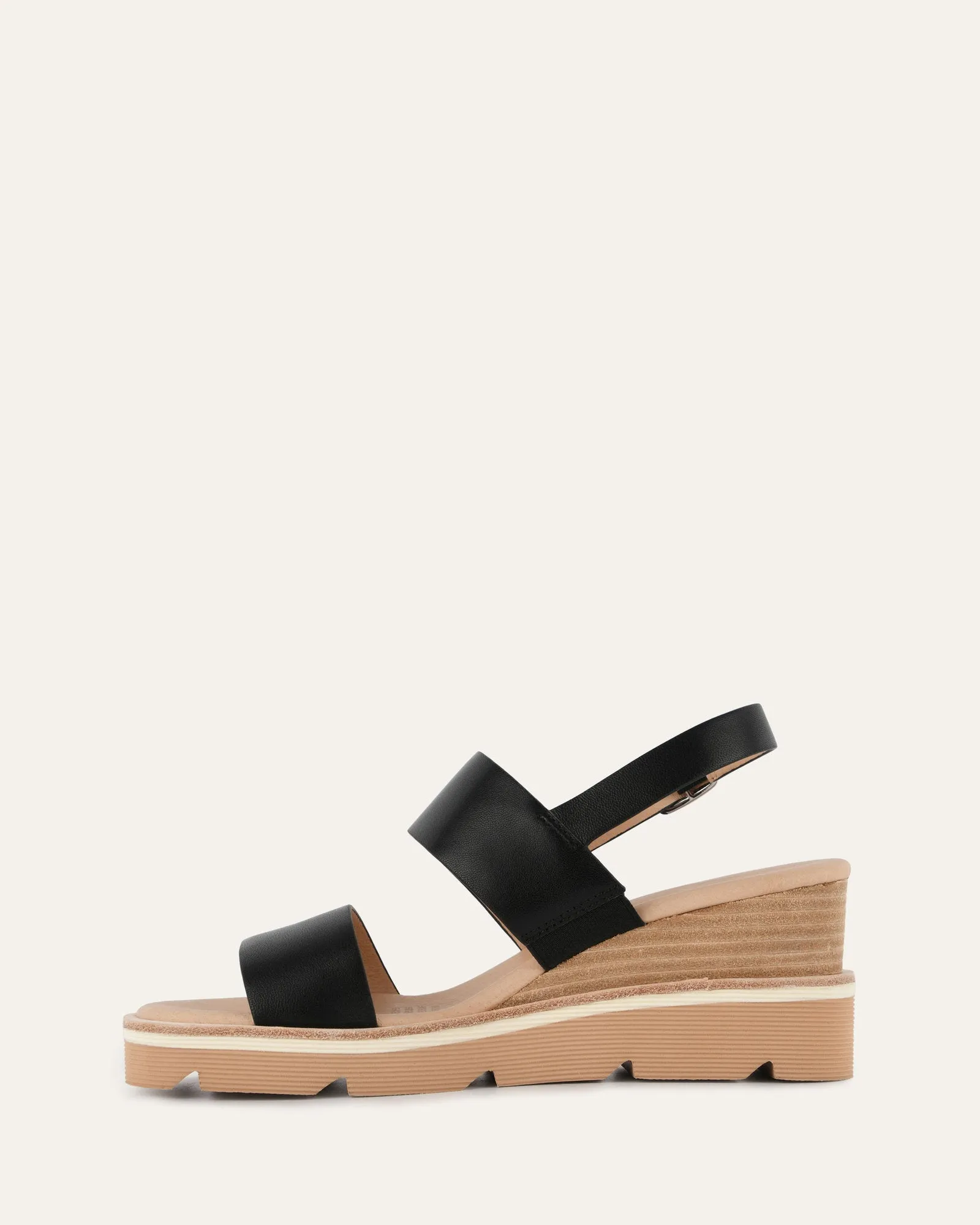 KINNEY KEILABSATZ SANDALETTE AUS SCHWARZEM LEDER
