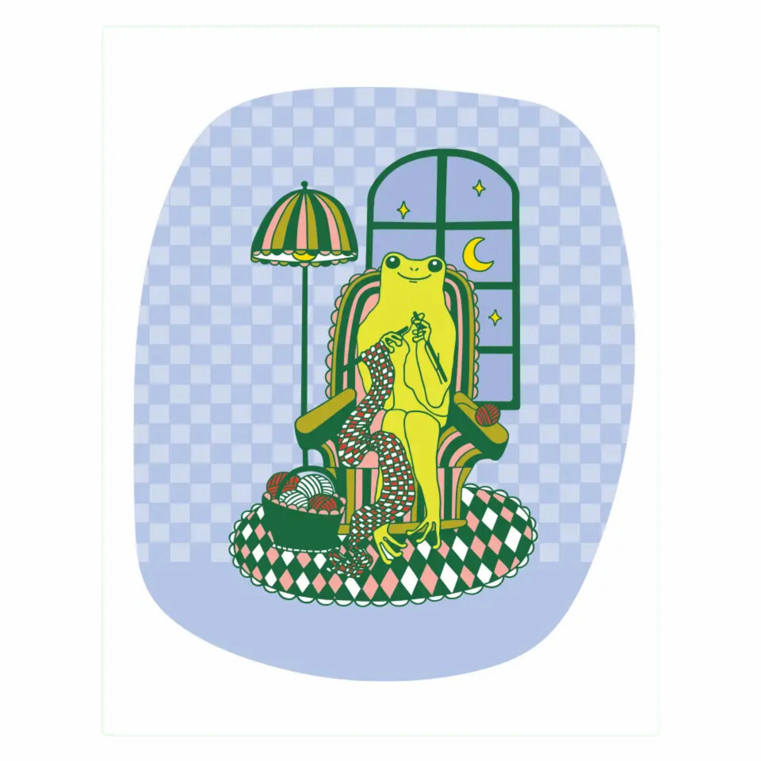 Knitting Frog Print framed wall decor