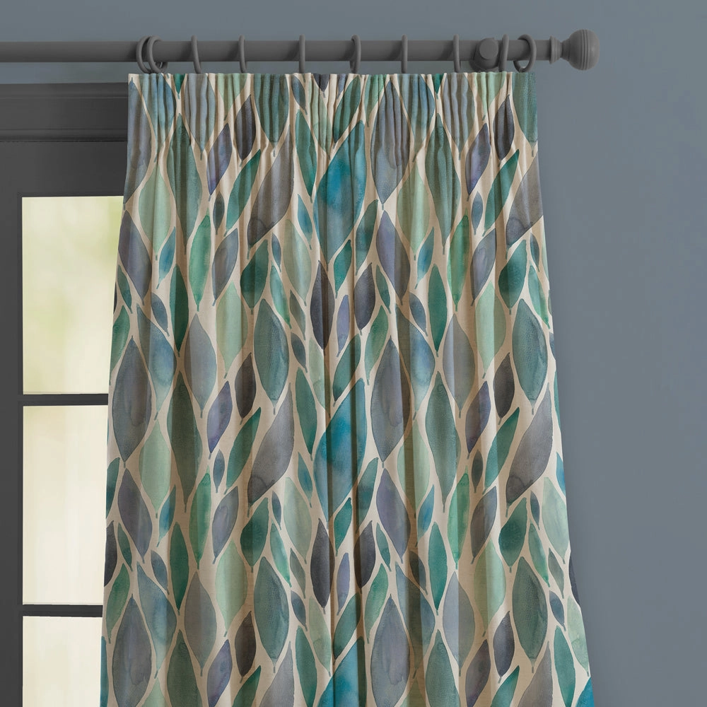 Koyo Printed Made to Measure Curtains Aqua