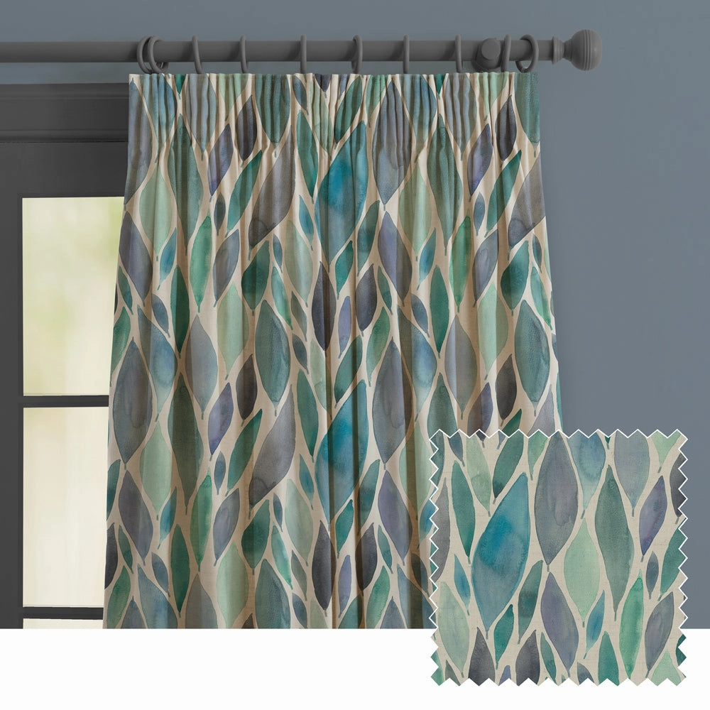Koyo Printed Made to Measure Curtains Aqua patterned fashion rug  